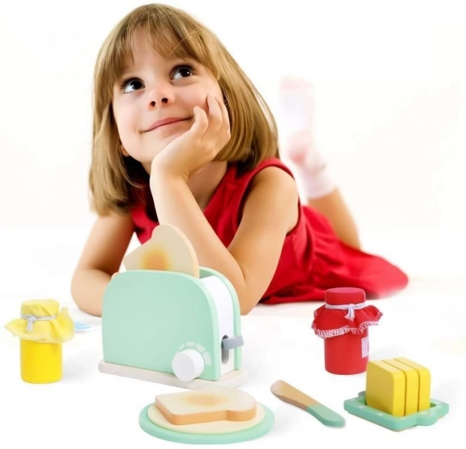 Wooden Toaster Breakfast Set - Green