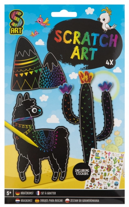 Unicorn Scratch Art Kit – Llama and Cactus