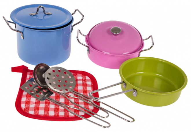 Colorful Metal Cookware Set with Accessories