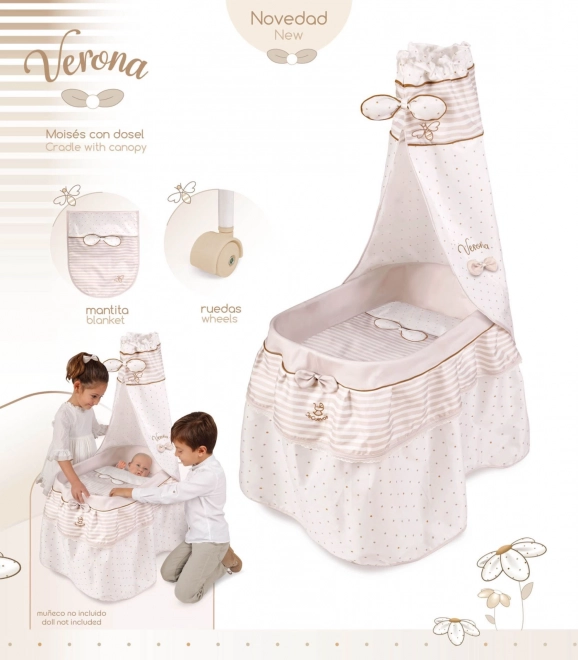 Decuevas Doll Cradle with Canopy and Quilt Verona