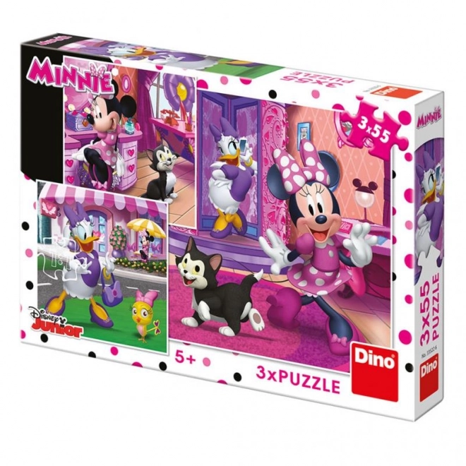 Dino Puzzle with Minnie 3x55 Pieces