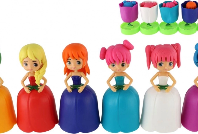 Bloemenfee – pop 12 cm met draaibare rok, mix varianten