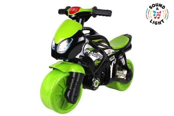 Balance Bike Motorcycle Green-Black with Light and Sound