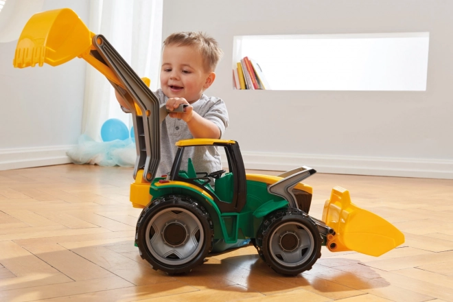 Green And Yellow Tractor With Loader And Backhoe