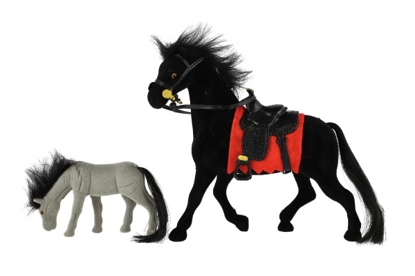 Fluffy Horse with Saddle and Foal Toy Set