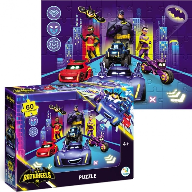 Puzzel DODO Batwheels: Nachtelijke Ritten 60 Stukken