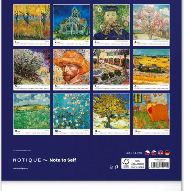 Calendario da parete Vincent van Gogh 2026