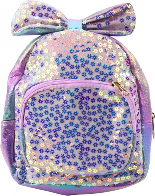 Zainetto per bambini con paillettes scintillanti e fiocco viola 22 cm 2,8 L