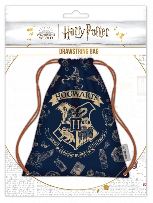 Harry Potter húzózsinóros táska tengerészkék és arany színben
