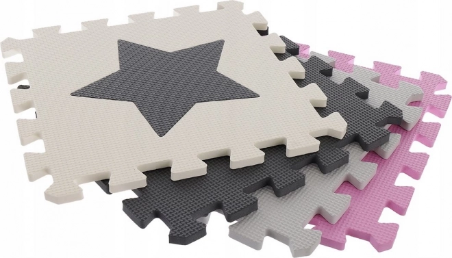 Foam Puzzle Gray-Pink Hearts and Stars