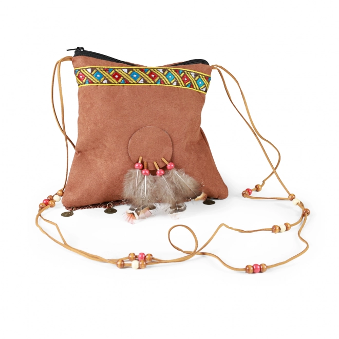 Indian Style Pouch with Beads and Feathers