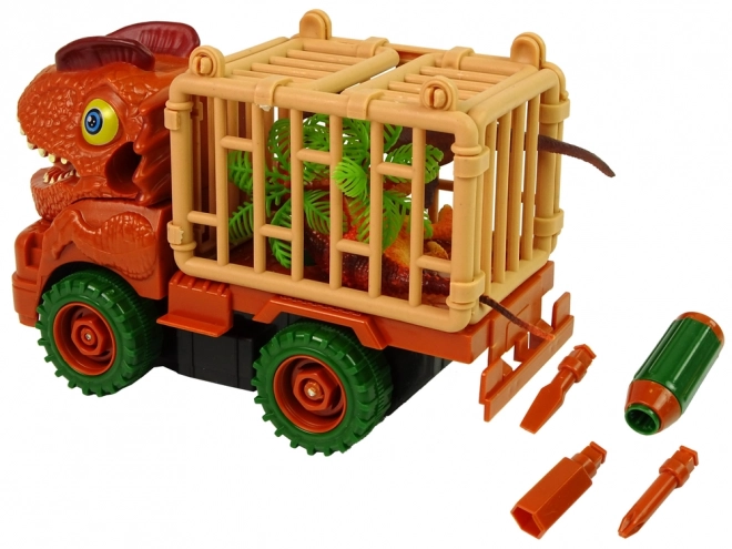 Orange Dinosaur Truck Toy with Screwdriver Set