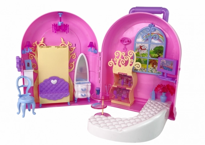 Foldable Large Dollhouse Suitcase with Furniture