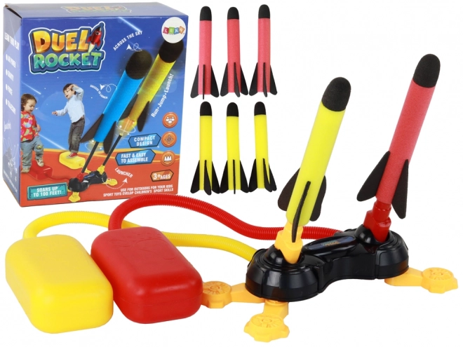 Foam Rocket Launcher with Pump - Yellow and Red