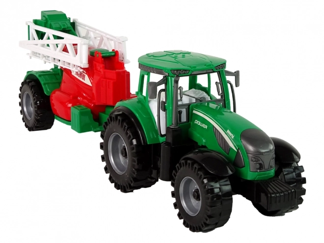 Green Tractor with Red-Green Sprayer Friction Powered