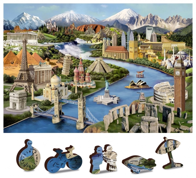 Wooden City World Monuments Wooden Puzzle 2-in-1