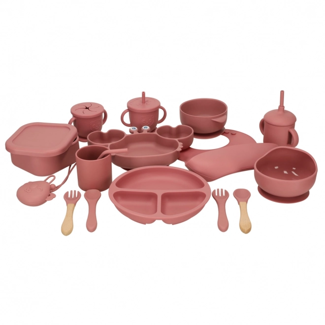 Silicone Dish Set for Kids Pink Crab