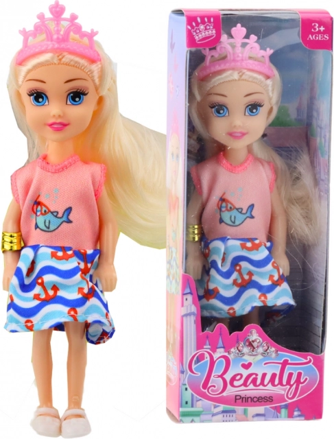 Mini bábika princezná s korunou farebné šaty 14 cm
