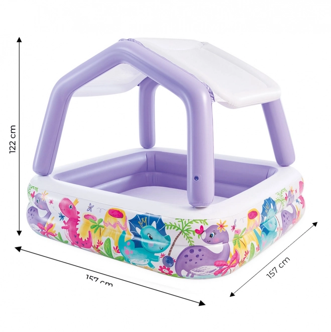 Inflatable pool with canopy for children intex dino