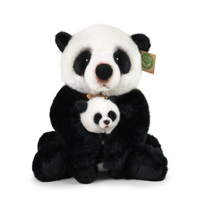 Panda plüssfigura kicsinyével 27 cm ECO-FRIENDLY