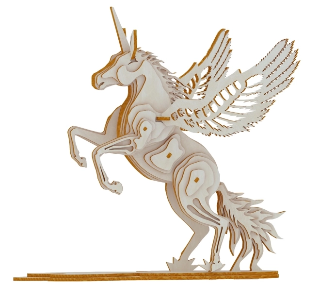 Woodcraft Wooden 3D Unicorn Puzzle