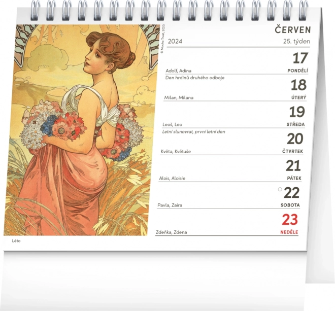 Alfons Mucha Desk Calendar 2024