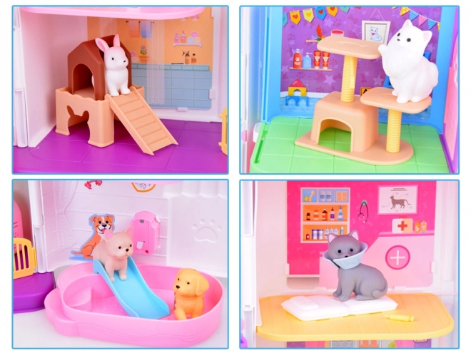 Foldable Pet House Playset with Figures