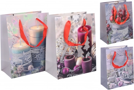 Borsa regalo natalizia S 18 × 23 × 10 cm – in carta, con manici robusti