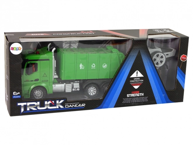 Remote Controlled Green Garbage Truck with Lights and Sound