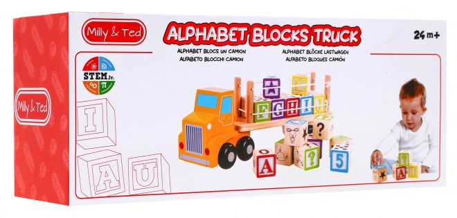 Wooden Truck with Trailer and Alphabet Blocks