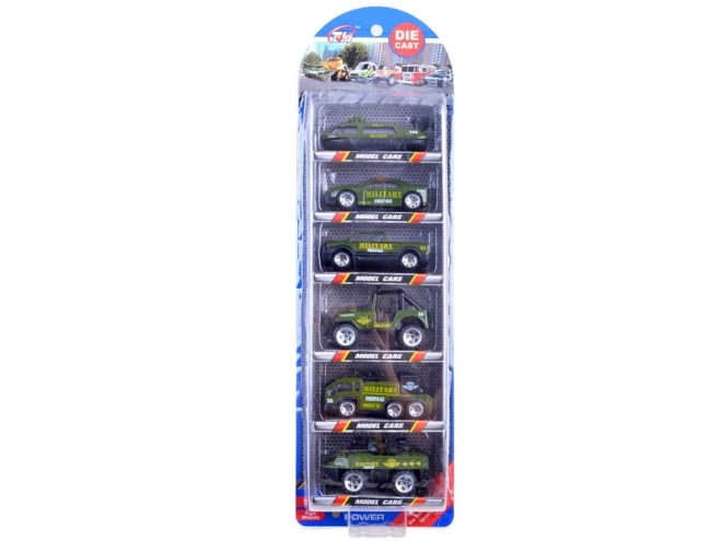 set of 6 metal construction vehicles – army