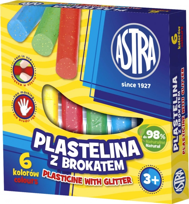 Astra pâte à modeler pailletée – 6 couleurs