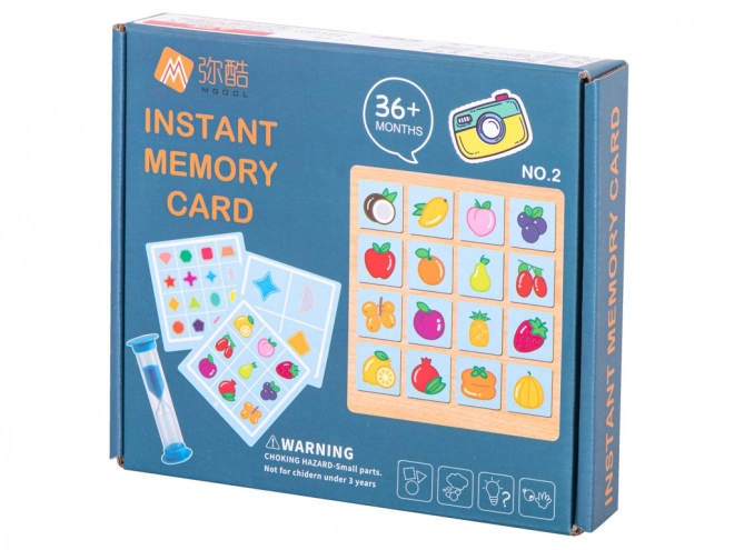 Wooden Memory Board Game with Fruits and Shapes