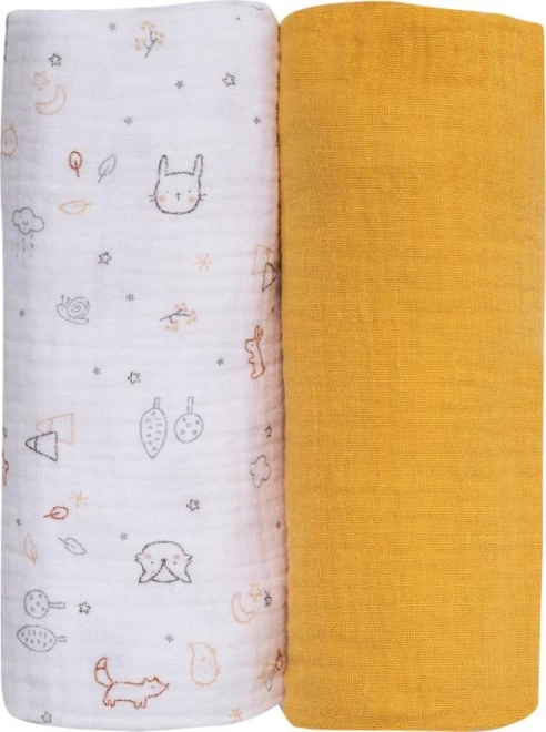 Muslin Baby Blankets Yellow by Bubaba