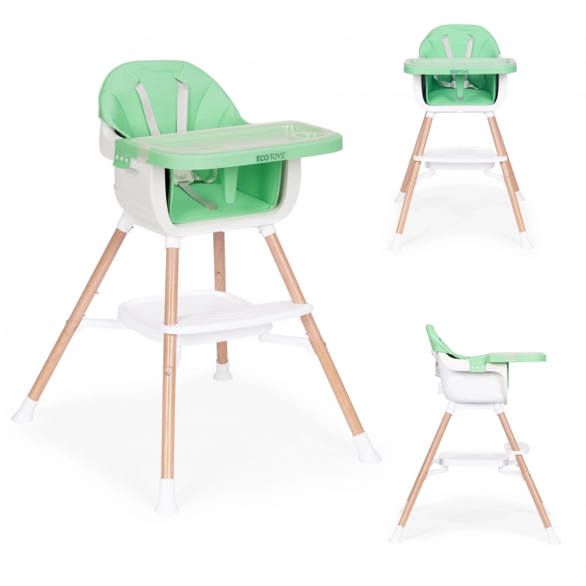 2-in-1 Child Feeding Chair in Green by Ecotoys