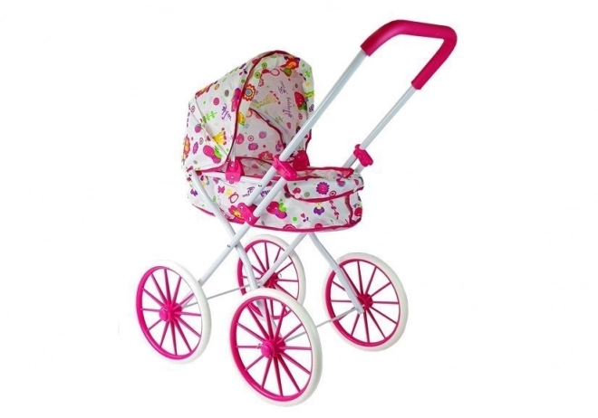 Floral Doll Stroller with Large Wheels