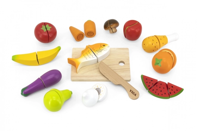 Wooden Cutting Food Play Set