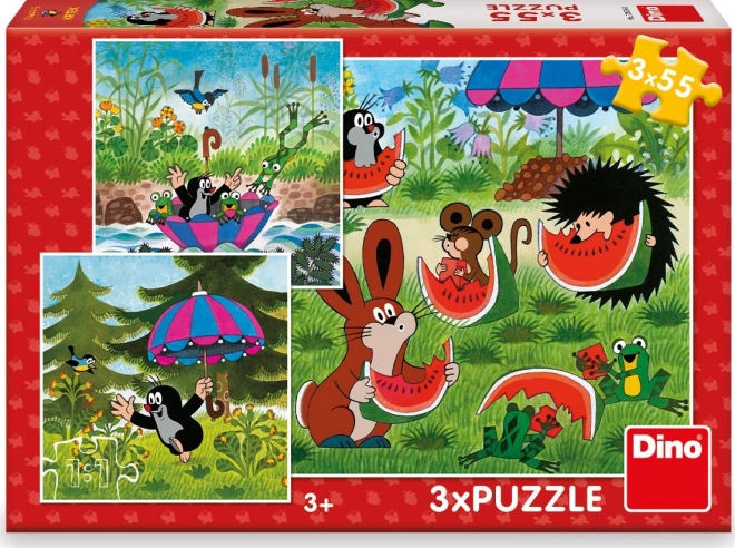 Dino Puzzle Little Mole And Umbrella 3x55 Pieces