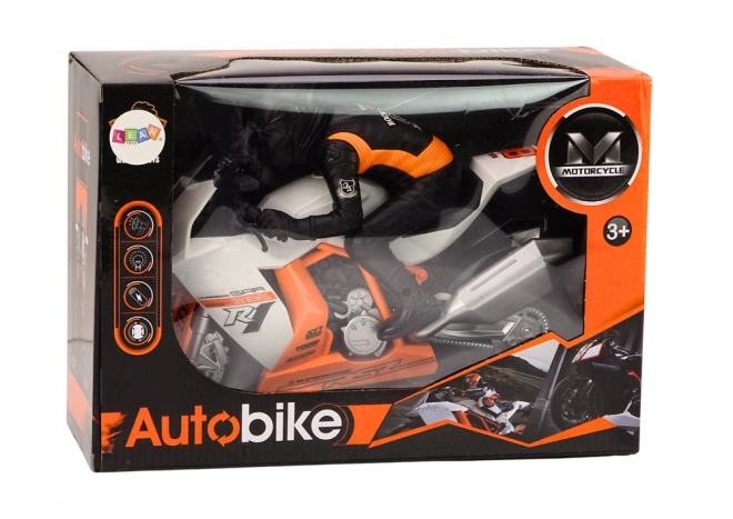 Interactive White Motorcycle Toy with Lights and Sounds