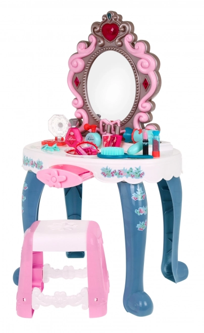 Interactive Vanity with Mirror and Stool for Kids