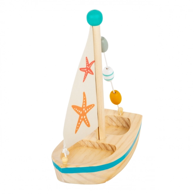 Small Foot Wooden Sailing Boat Toy with Starfish Design