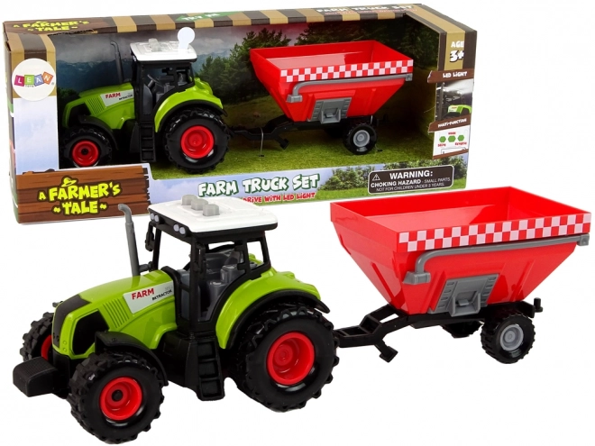 Green Farm Tractor with Detachable Grain Trailer and Sound