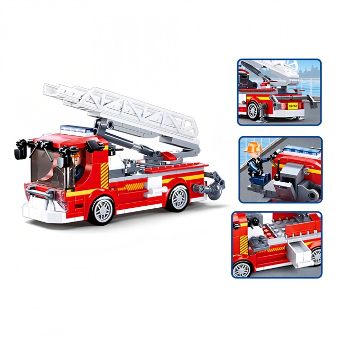 Fire Truck with Telescopic Ladder Building Set