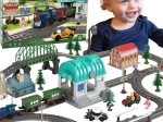 WOOPIE circuit de train électrique XXL avec gare et petite ville, 108 pièces