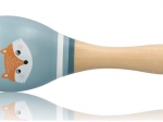 Blauwe houten maraca met vos