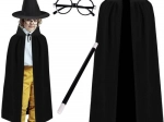 Kids wizard costume 4-piece set with cape, hat, glasses and wand