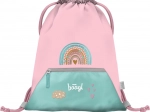 Baagl drawstring bag with pocket rainbow pink