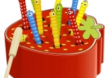 Houten spel Trsčka – wormpjes vangen met magneet