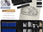 Zestaw do szkicowania i rysowania 54 elementy z etui i szkicownikiem A5