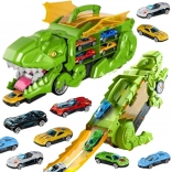 Woopie dinosaur truck with toy cars and launch ramp, 13-piece set